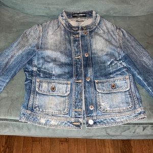 Dolce & gabbana collarless jean jacket